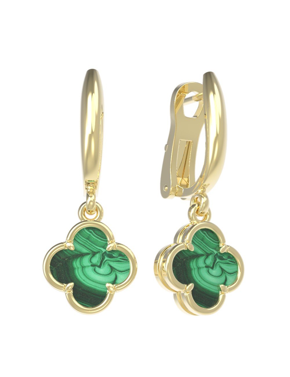 Серьги из лимонного золота c малахитом