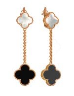 Серьги из золота c ониксом и перламутром