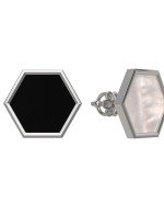 Серьги из белого золота c ониксом и перламутром