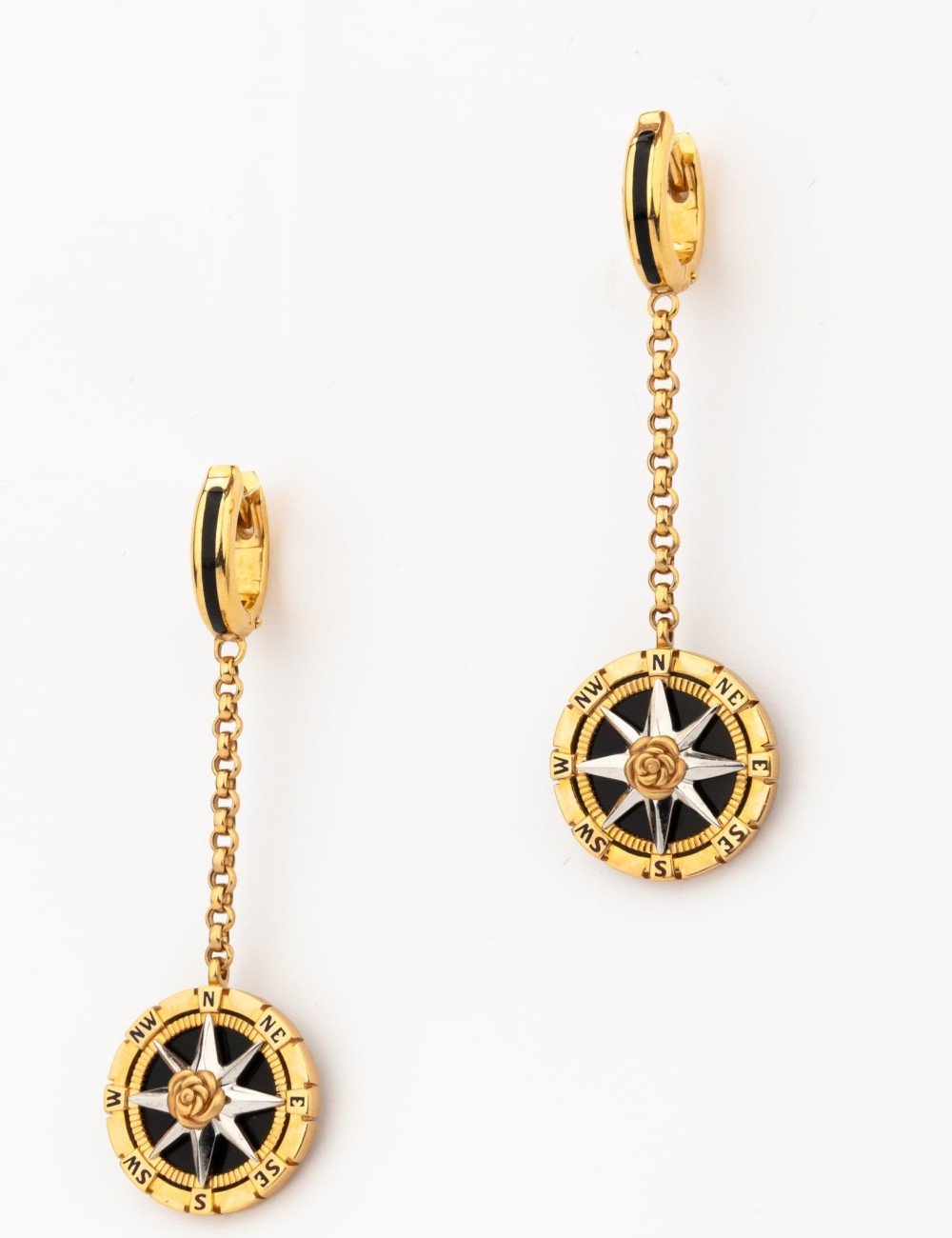 Серьги из золота c эмалью и ониксом