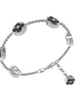 Браслет из белого золота c бриллиантами, ониксом и перламутром