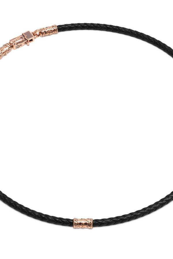 Гайтан из золота c кожаным шнурком