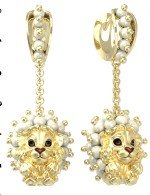 Серьги из лимонного золота c эмалью и жемчугом