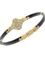 Браслет из лимонного золота c шнурком и перламутром