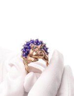 Кольцо из золота c эмалью и лазуритом