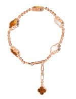 Браслет из золота c тигровым глазом и перламутром