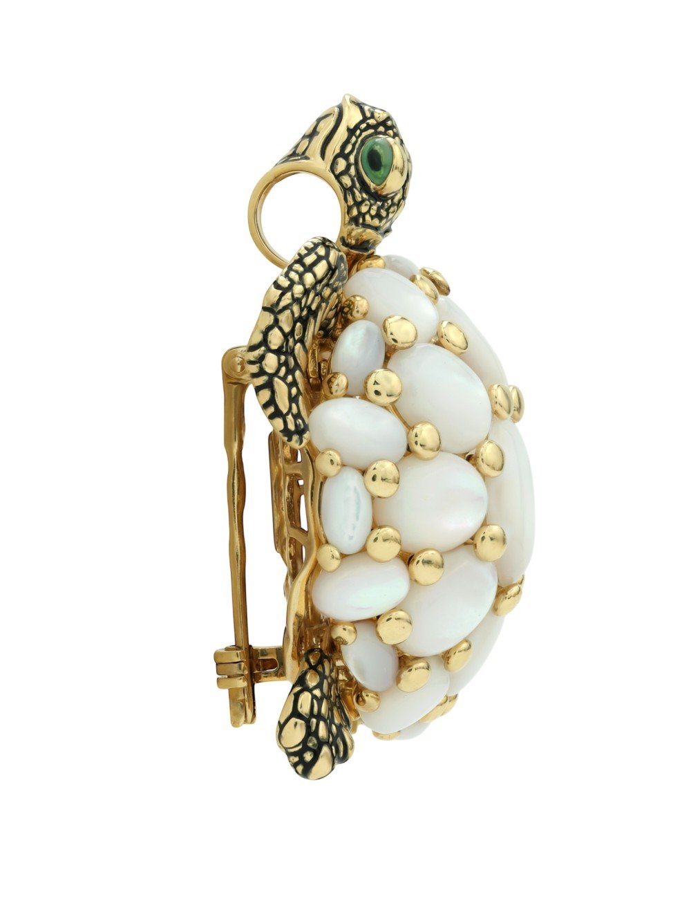 Брошь из лимонного золота c эмалью и перламутром