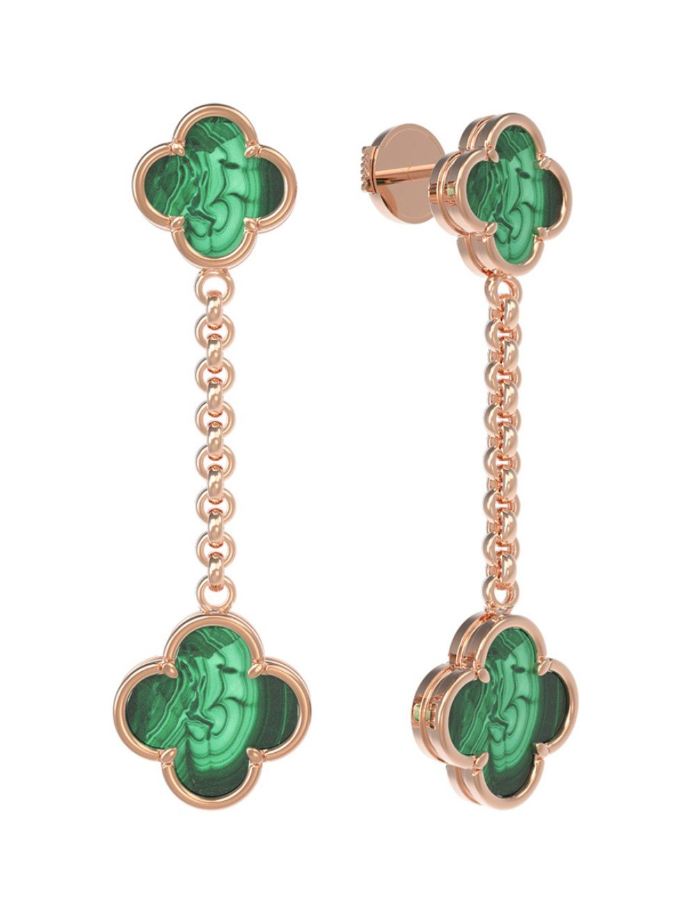 Серьги из золота c малахитом