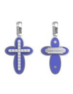 Крест из белого золота c эмалью и бриллиантами