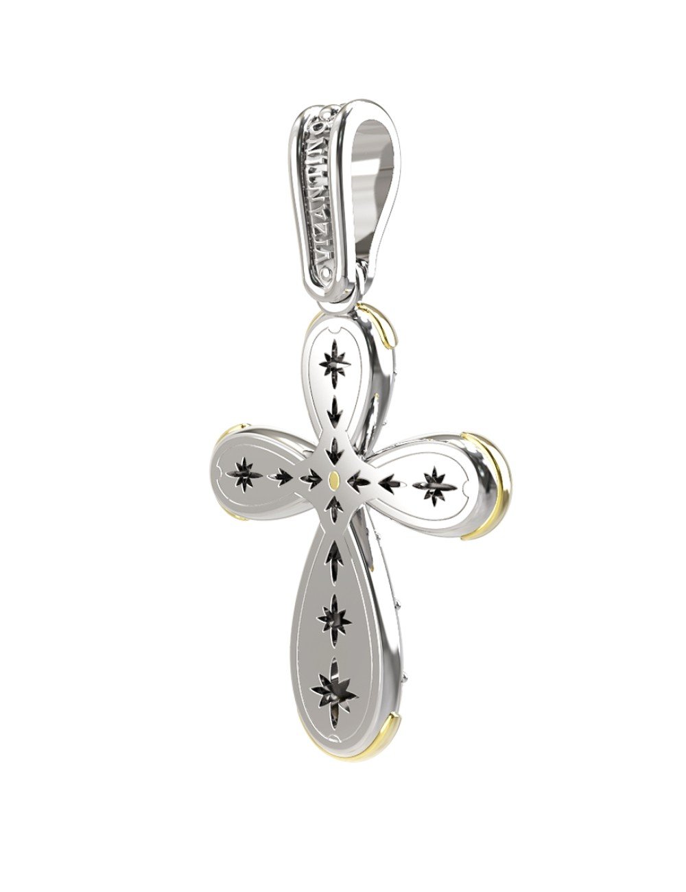 Крест из серебра и золота c фианитом