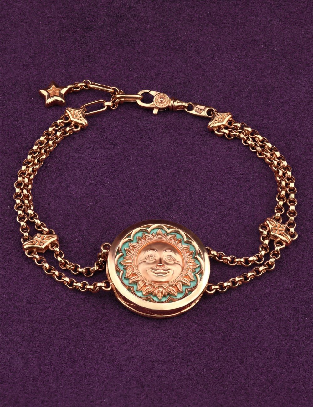 Браслет из золота c бирюзой и лазуритом