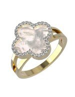 Кольцо из лимонного золота c бриллиантами и перламутром