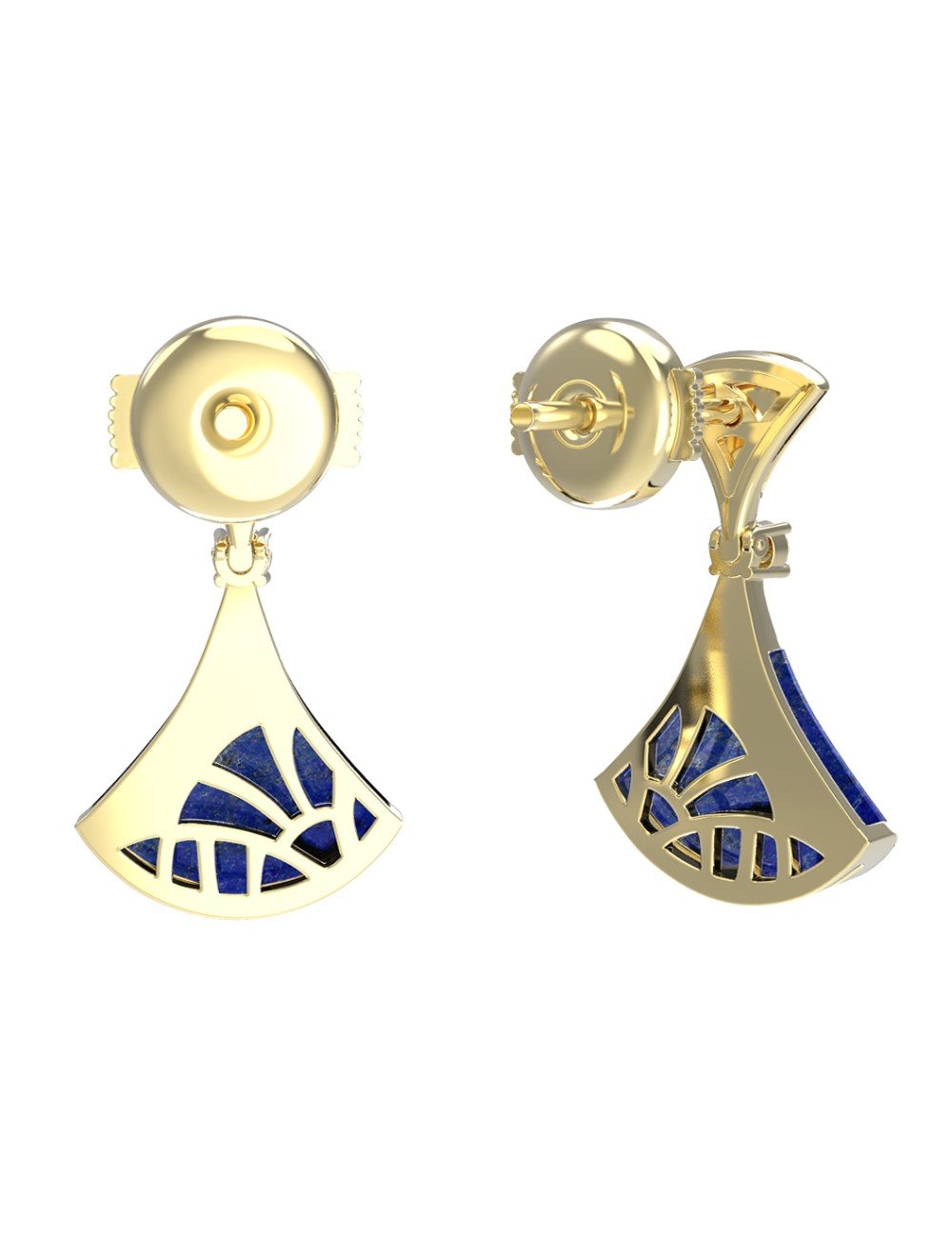 Серьги из лимонного золота c бриллиантами и лазуритом