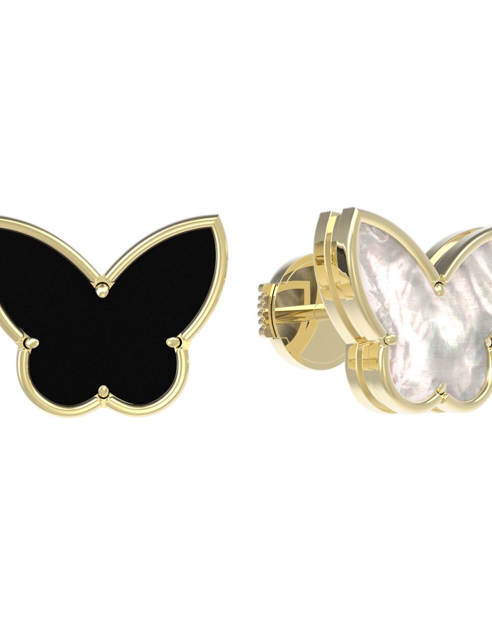 Серьги из лимонного золота c ониксом и перламутром