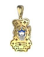 Подвеска из лимонного золота c эмалью, бриллиантами и рубином