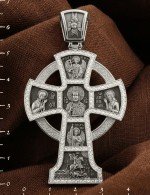 Крест из белого золота c эмалью и бриллиантами