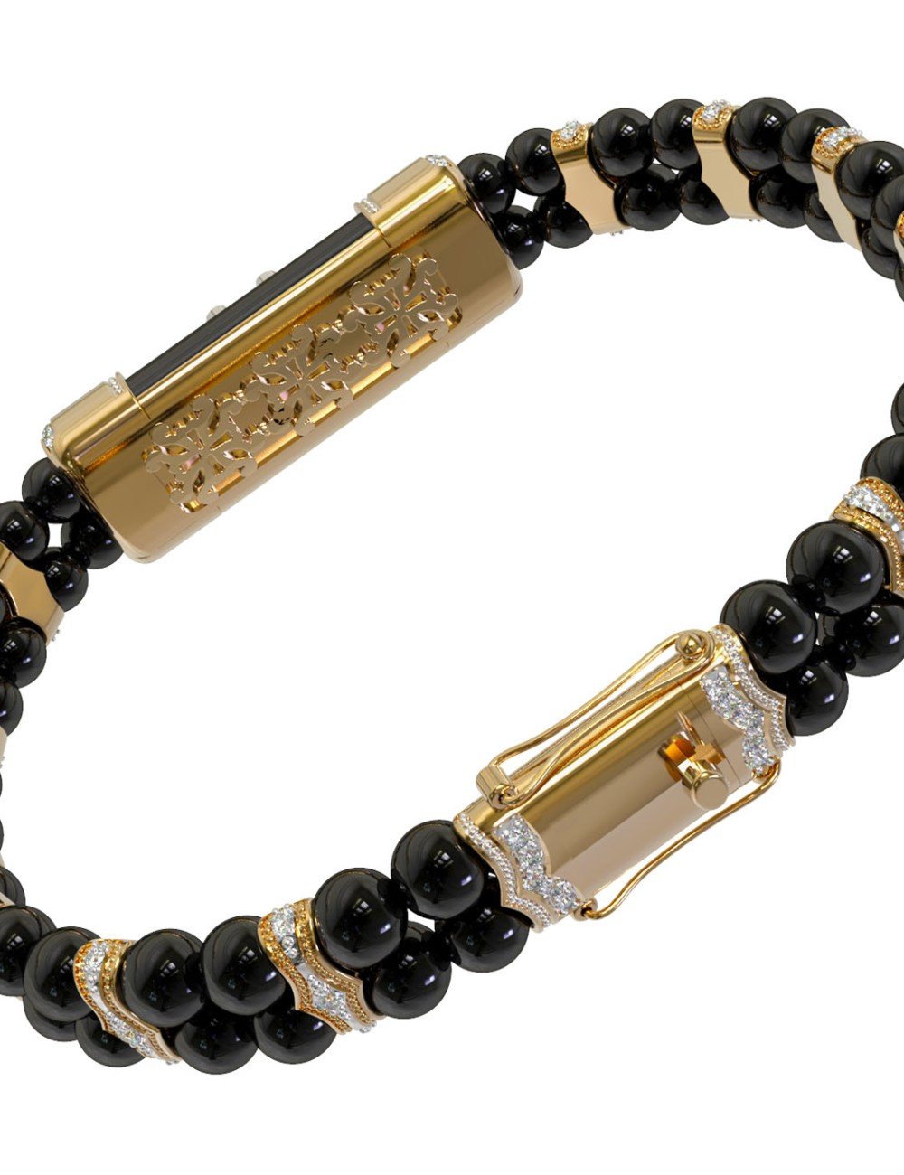 Браслет из лимонного золота c бриллиантами и ониксом