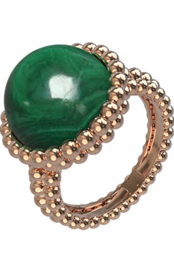 Кольцо из золота c малахитом