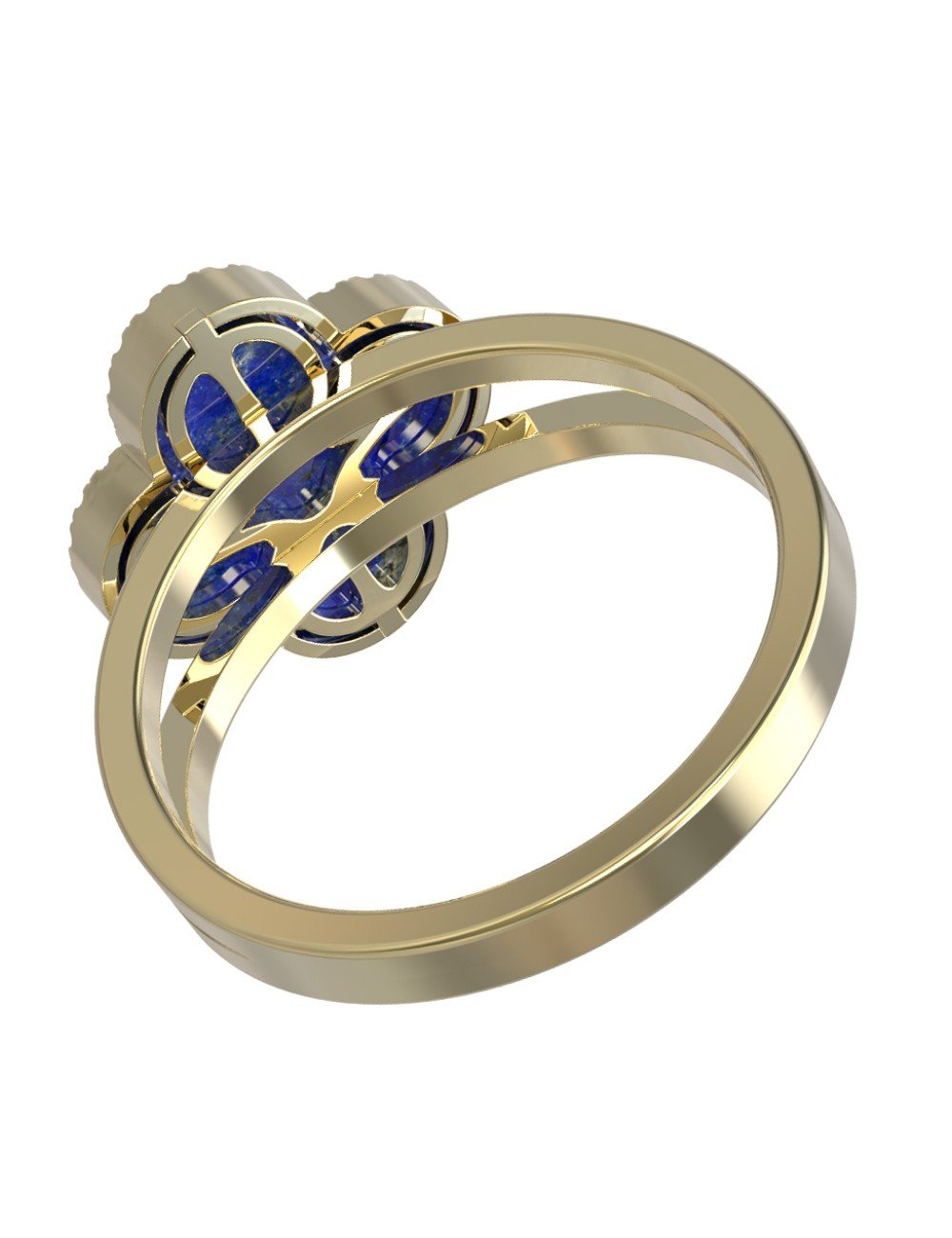 Кольцо из лимонного золота c бриллиантами и лазуритом