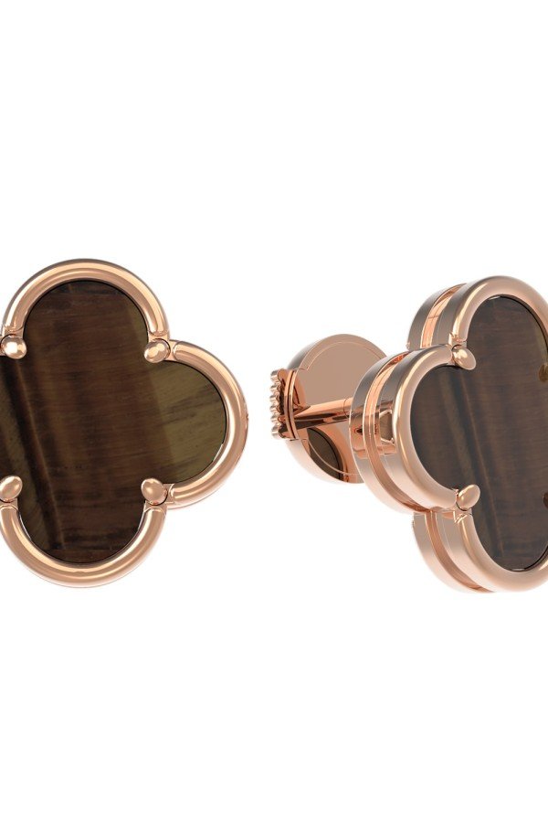 Серьги из золота c тигровым глазом