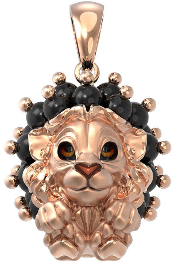 Подвеска из золота c эмалью и ониксом