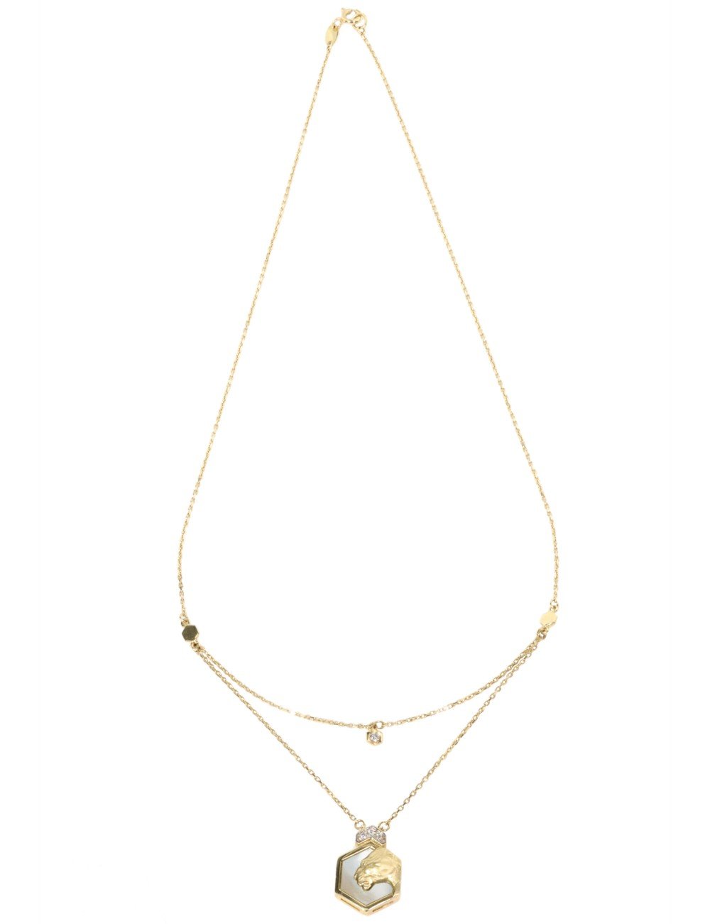 Колье из лимонного золота c бриллиантами и перламутром