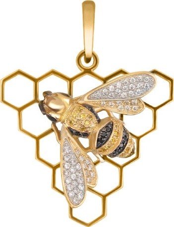 Подвеска из лимонного золота c эмалью и фианитом