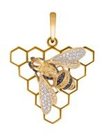 Подвеска из лимонного золота c эмалью и фианитом