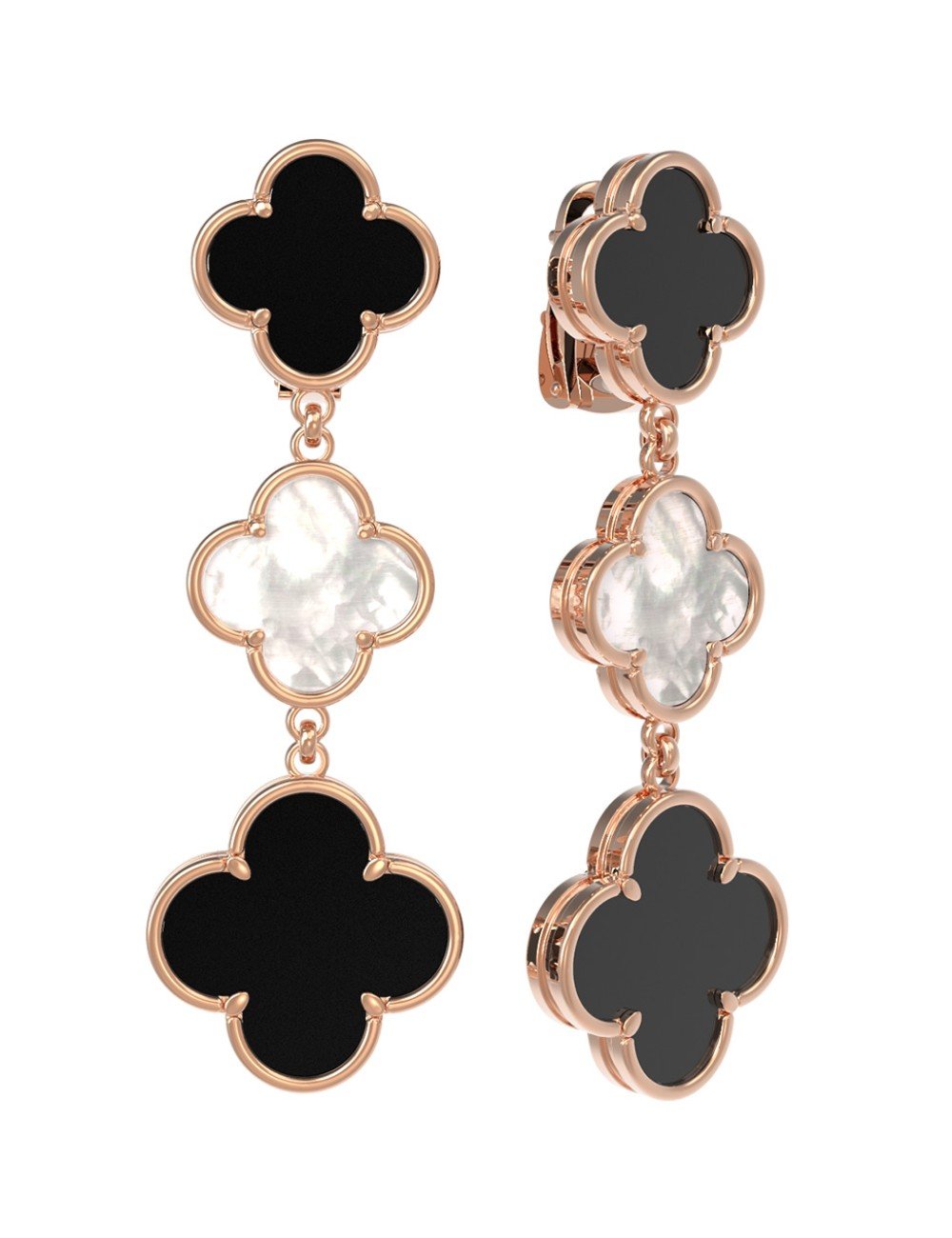 Серьги из золота c ониксом и перламутром