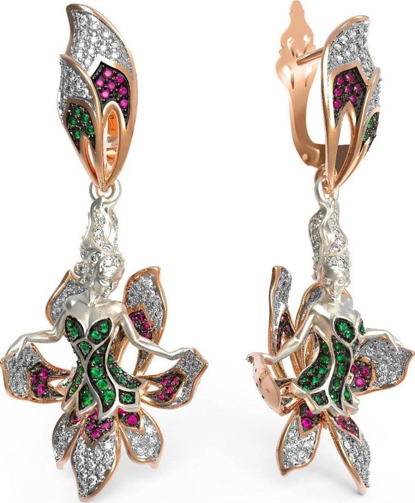 Серьги из золота c фианитом