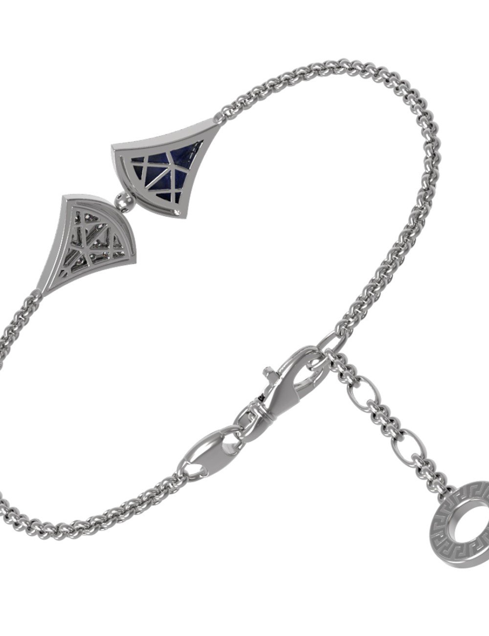 Браслет из белого золота c бриллиантами и лазуритом