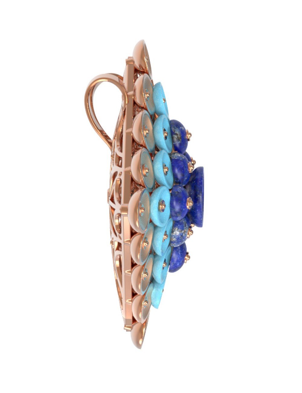 Подвеска из золота c бирюзой и лазуритом