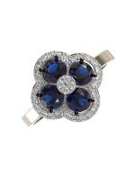 Кольцо из белого золота c бриллиантами и сапфиром