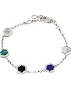 Браслет из белого золота c ониксом, лазуритом, малахитом и перламутром