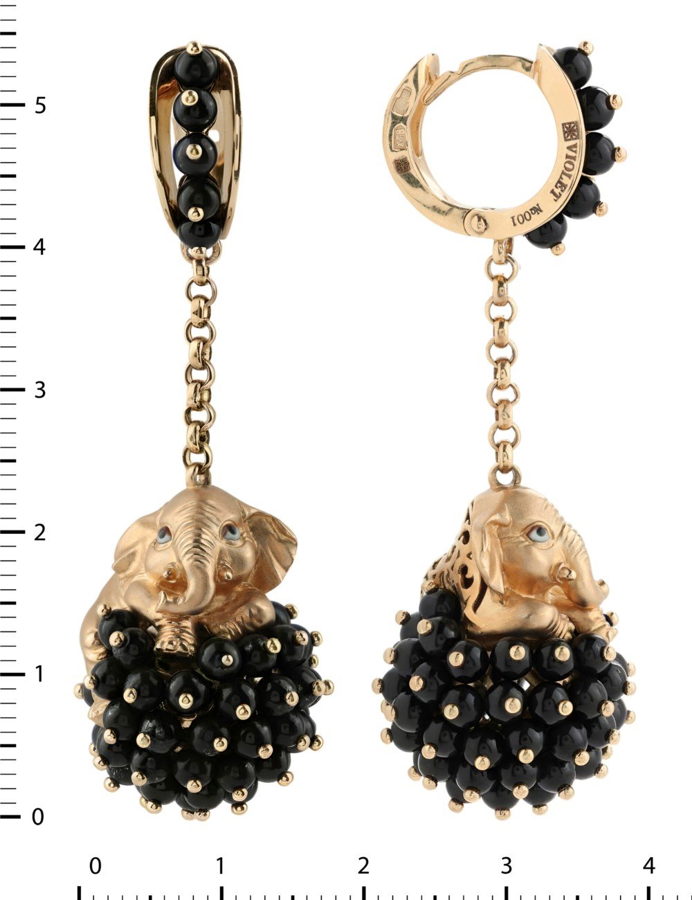 Серьги из золота c эмалью и ониксом