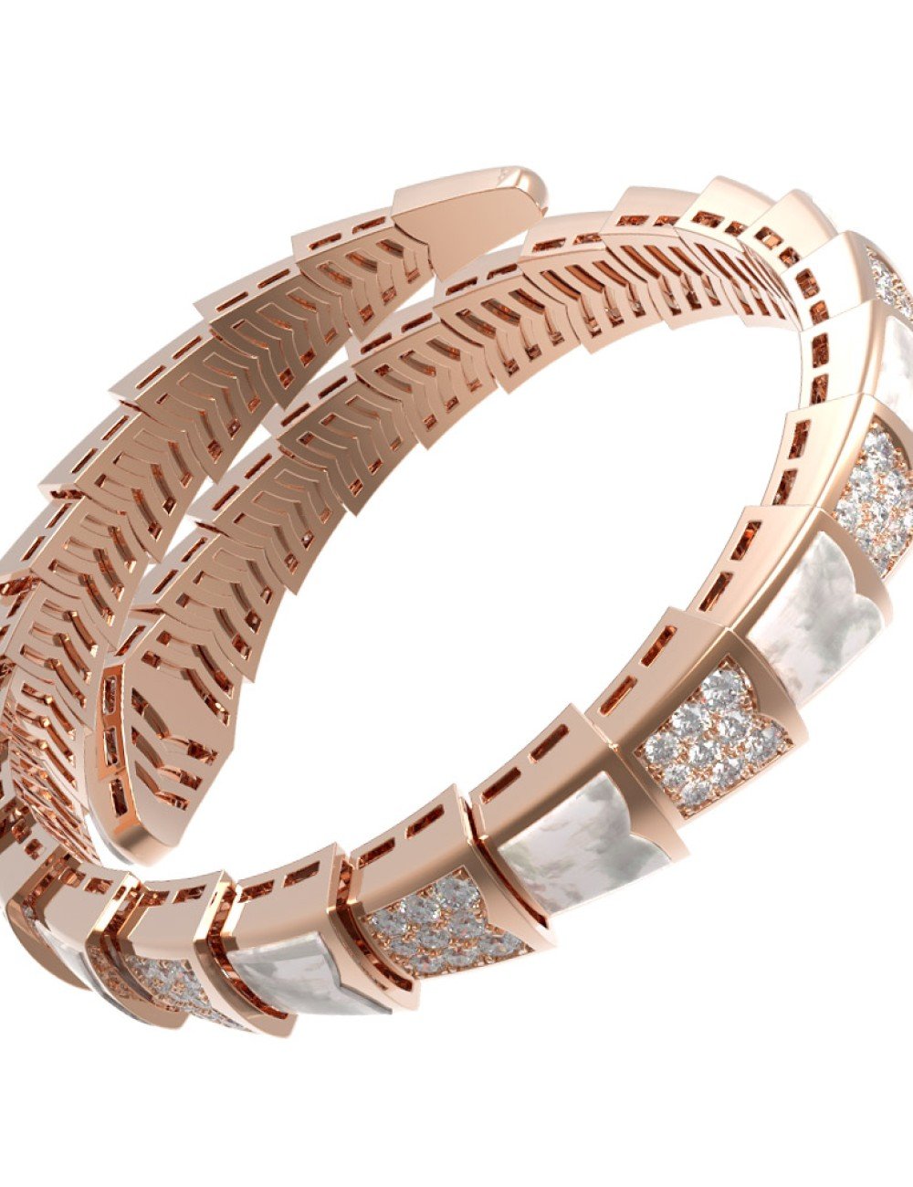 Браслет из золота c бриллиантами и перламутром