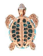 Брошь из золота c эмалью и бирюзой