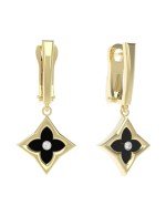Серьги из лимонного золота c бриллиантами и ониксом