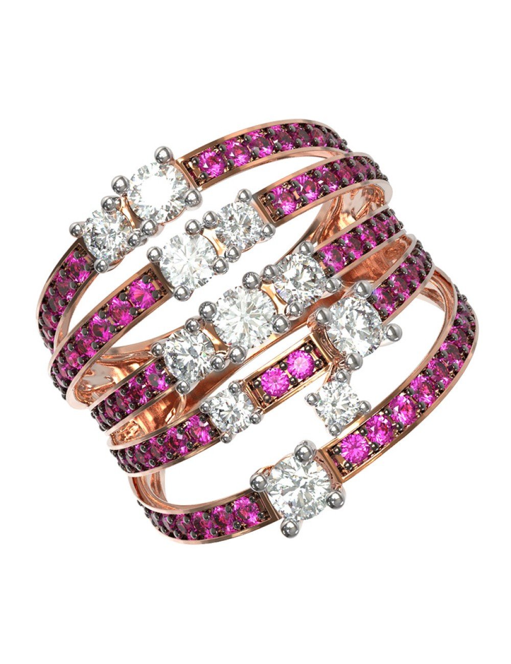 Кольцо из золота c бриллиантами и рубином