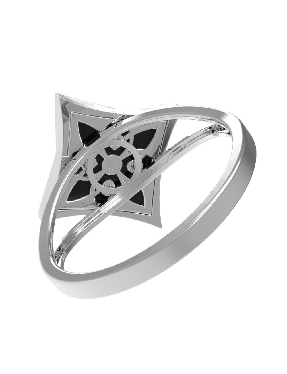 Кольцо из белого золота c ониксом