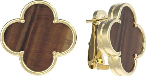 Серьги из лимонного золота c тигровым глазом