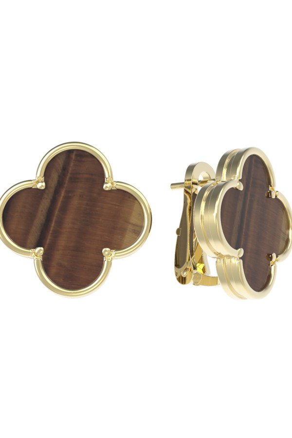 Серьги из лимонного золота c тигровым глазом