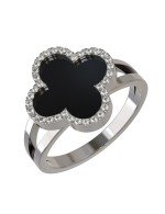 Кольцо из белого золота c бриллиантами и ониксом