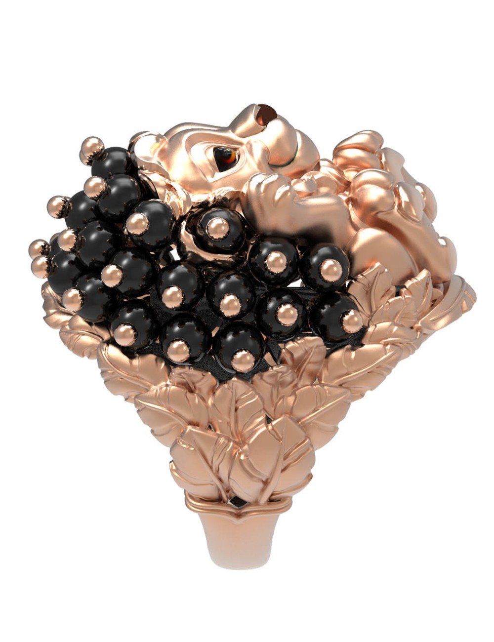 Кольцо из золота c эмалью и ониксом