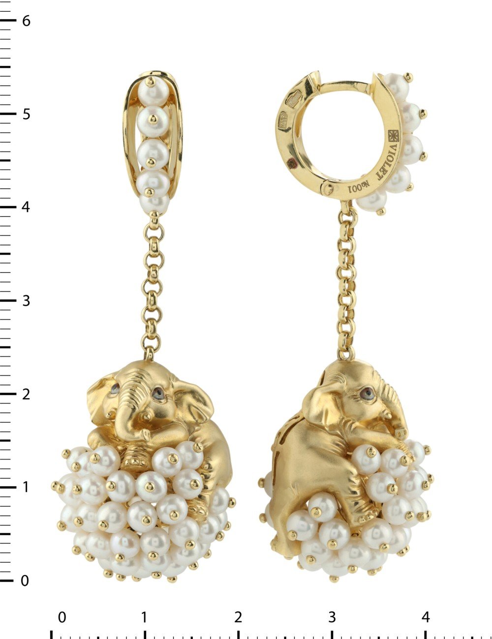 Серьги из лимонного золота c эмалью и жемчугом