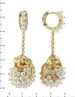 Серьги из лимонного золота c эмалью и жемчугом