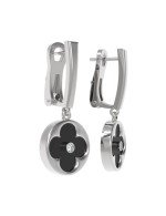 Серьги из белого золота c бриллиантами и ониксом