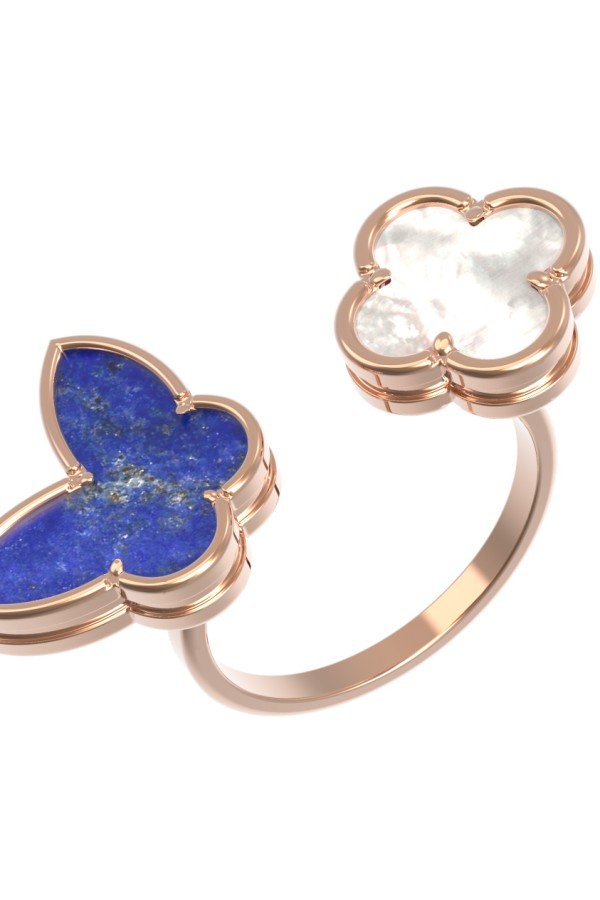 Кольцо из золота c лазуритом и перламутром