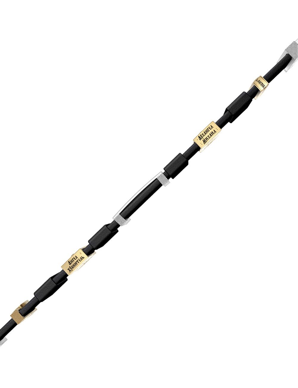 Браслет из белого золота c кожаным шнурком