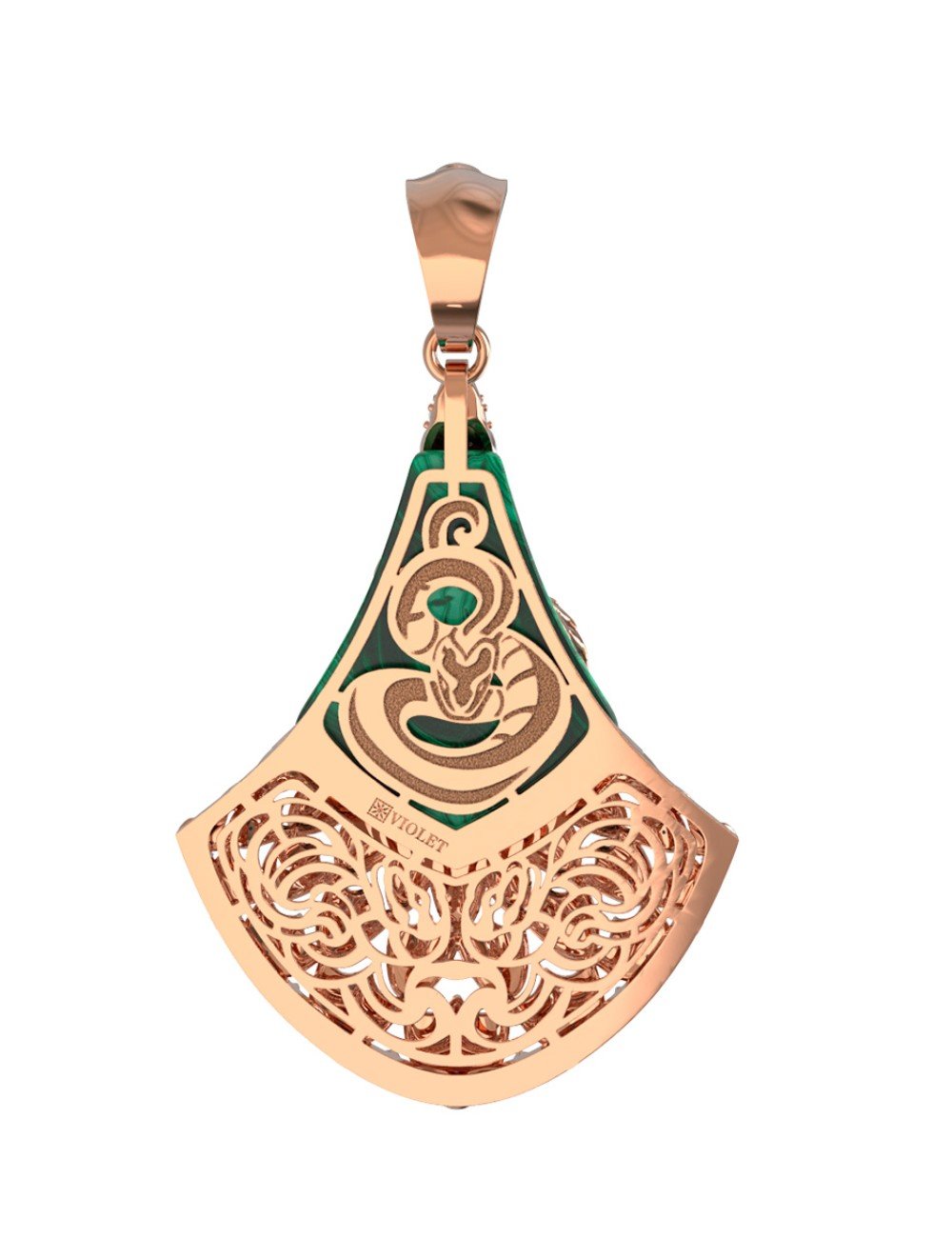 Подвеска из золота c бриллиантами и малахитом